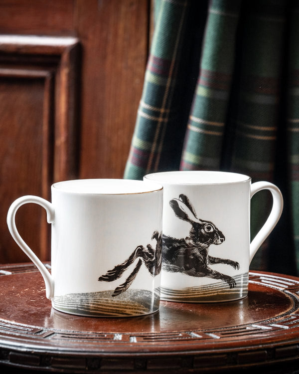 Set of 2 Leaping Hare Mugs