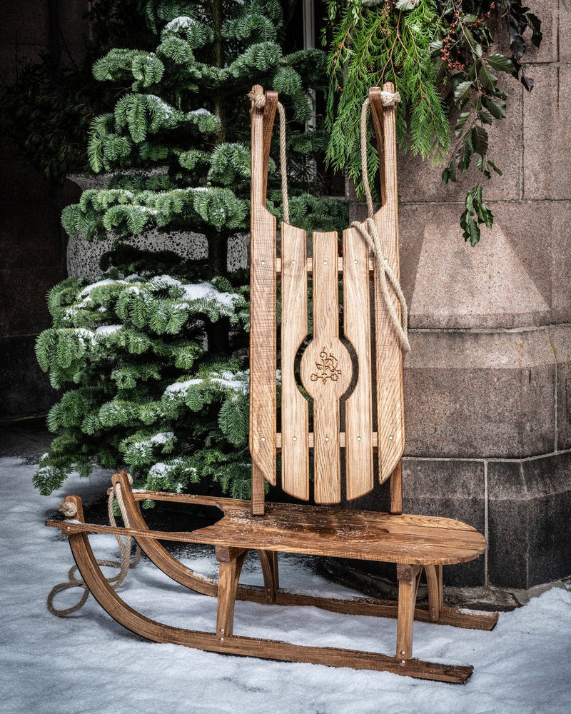 Hand-Carved Wooden Sledge