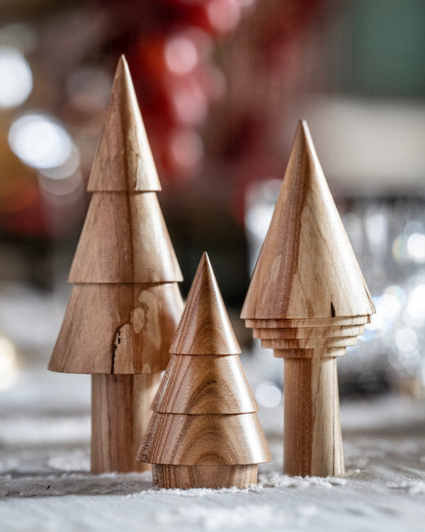 Set of Hand-Turned Wooden Trees