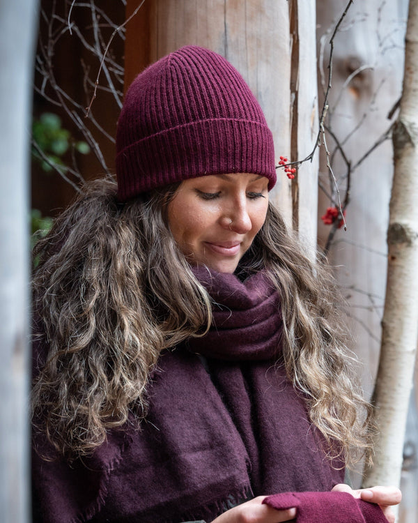 Rib Knit Cashmere Beanie