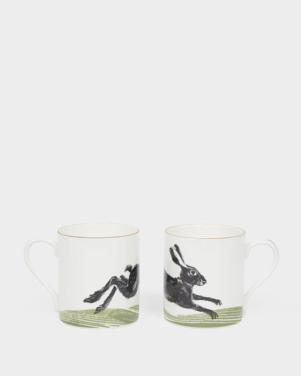 Set of 2 Leaping Hare Mugs