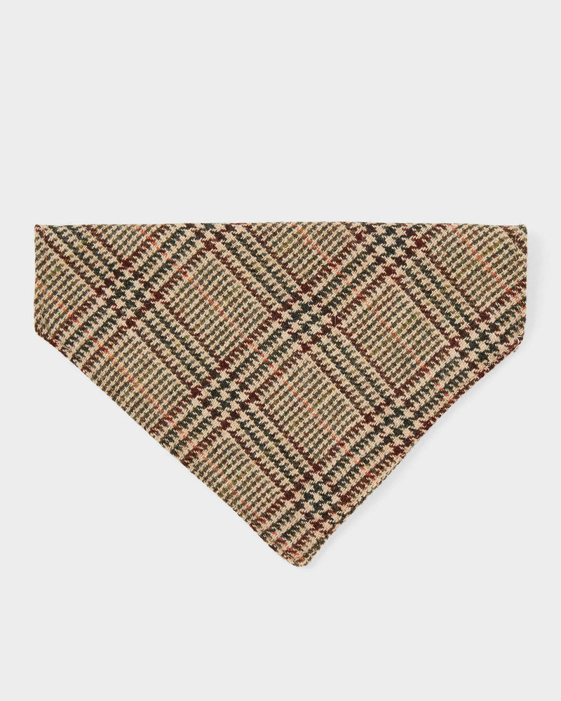 Plaid patterned dog bandana on a white background