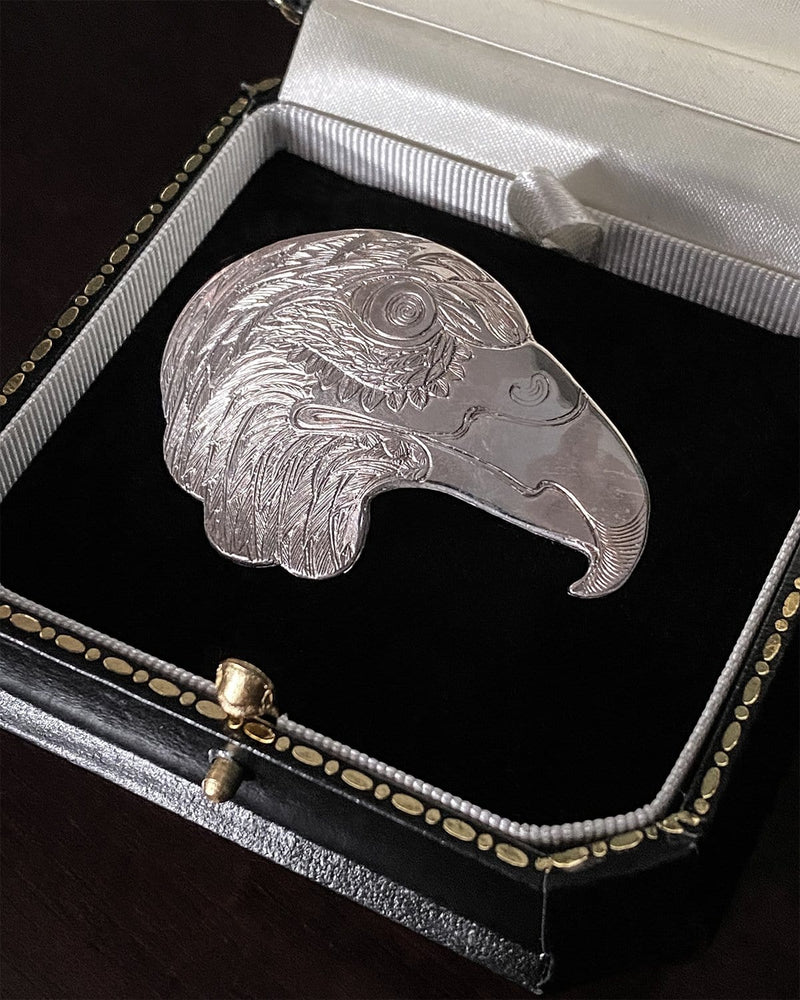 Eagle's Head Silver Brooch by Malcolm Appleby