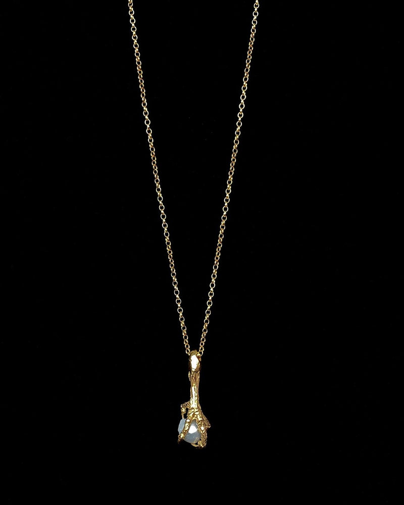 Gold Vermeil Owl Claw and Pearl Necklace